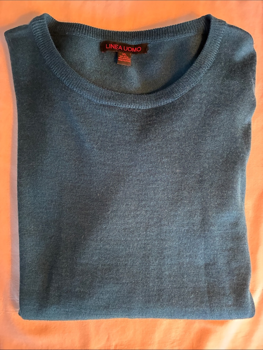 Vintage Linea Uomo Men's Crewneck Sweater in Teal Blue